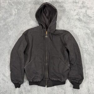 Vintage Walls Canvas Jacket Mens M Black Hooded Full Zip Workwear Pockets Heavy